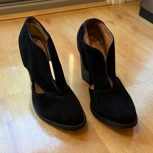 Free People Jeffrey Campbell Black Suede Cutout Heeled Ankle Boots 8